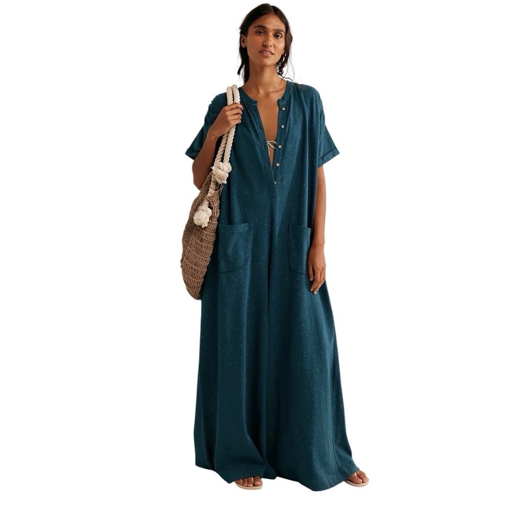 New‎ Free People FP Beach Wide Leg Jumpsuit Women XS Oversized Short Sleeve